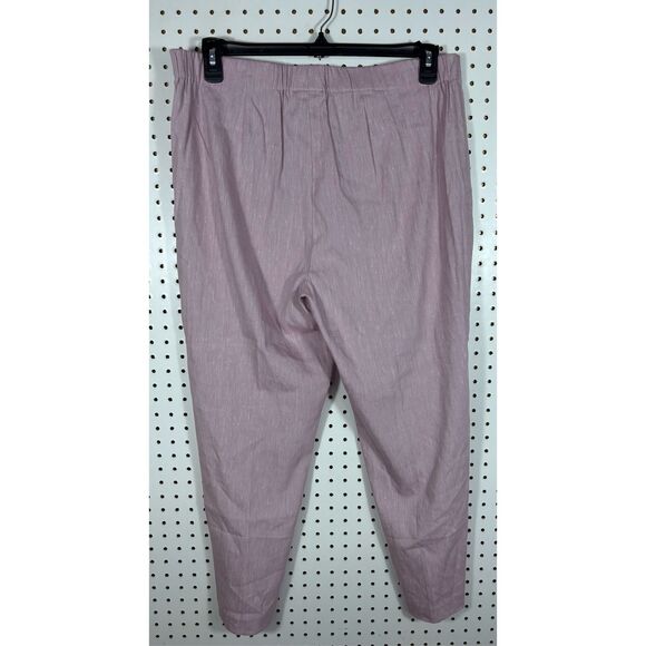 J. Jill button hem rose pink pull on linen pants size L - Picture 2 of 5